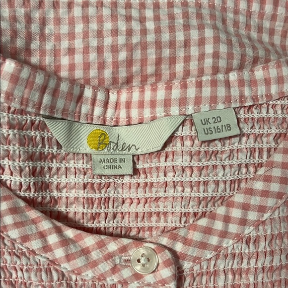 Pink and White Boden Blouse with Puff Sleeves - Picture 4 of 5